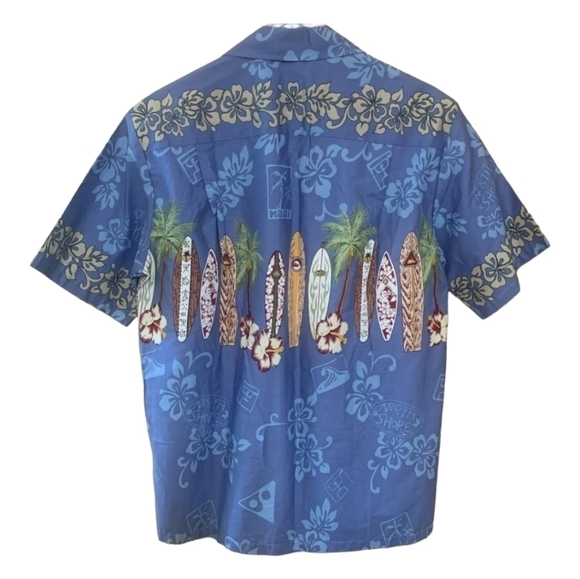VINTAGE WINNIE Fashion Button Down Hawaiian Print Surf Men's Shirt Size L - Picture 2 of 6